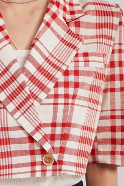 STORETS Kinsley Slash Cut Plaid Blazer