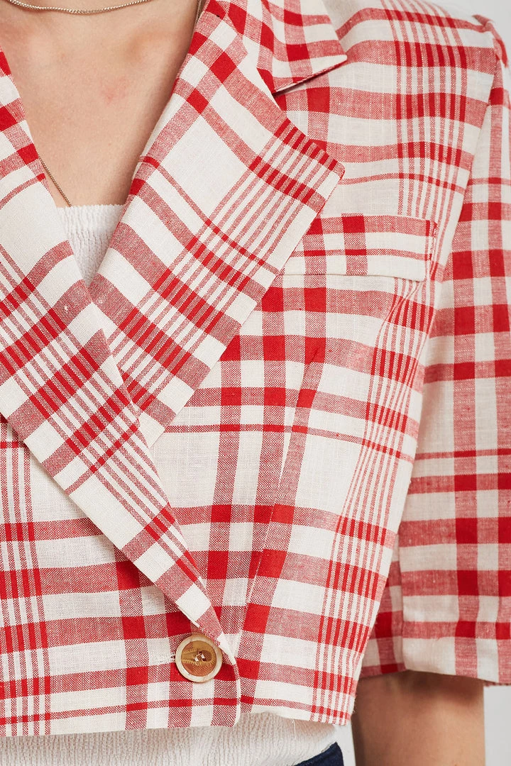 STORETS Kinsley Slash Cut Plaid Blazer