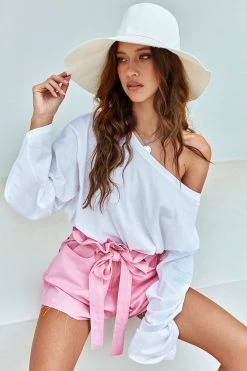 STORETS Leila Raw-Edge Belted Shorts