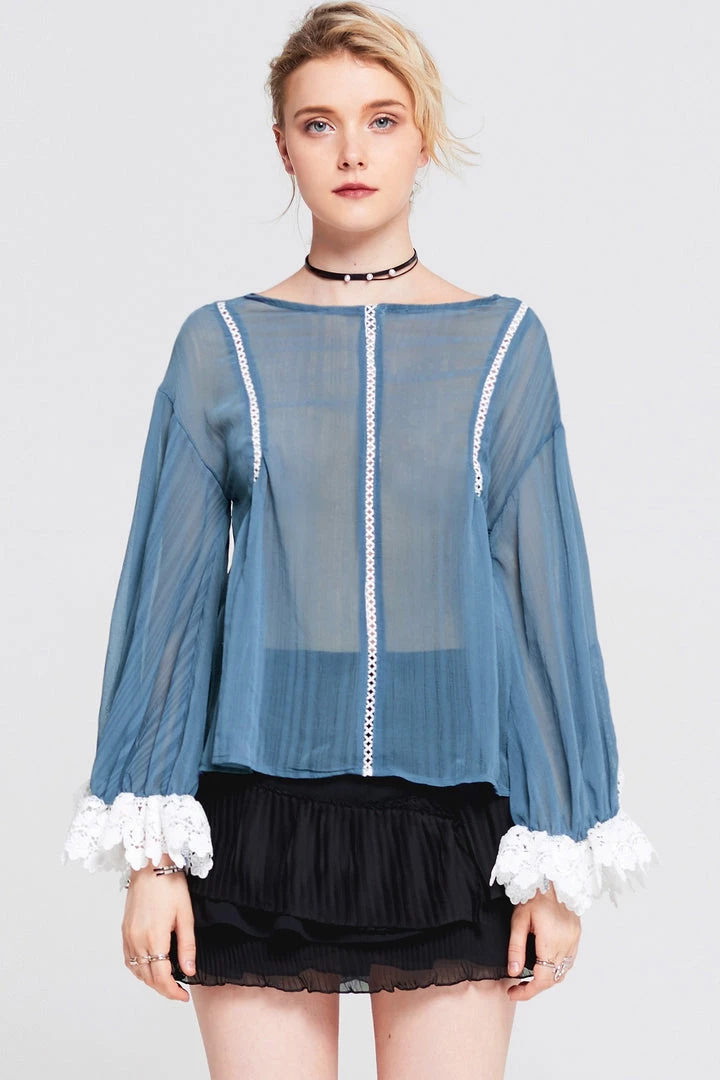 STORETS SALE Emmy Lace Panel Cuff Top