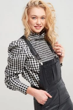 STORETS SALE Taylor High Neck Gingham Blouse CLOTHING