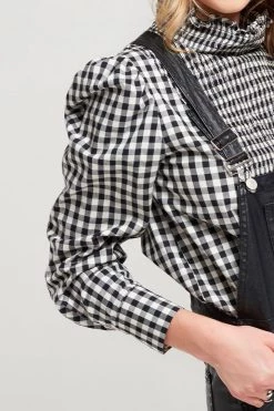 STORETS SALE Taylor High Neck Gingham Blouse CLOTHING