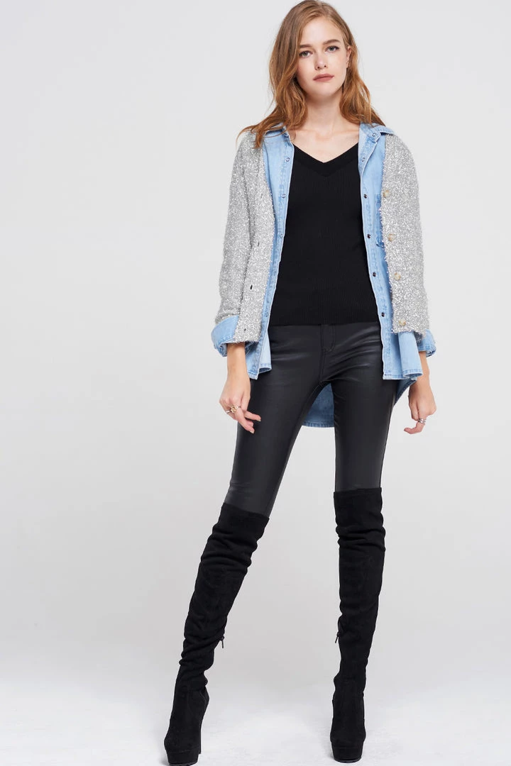 STORETS SALE CLOTHING Ginny Shiny 2 Way Cardigan