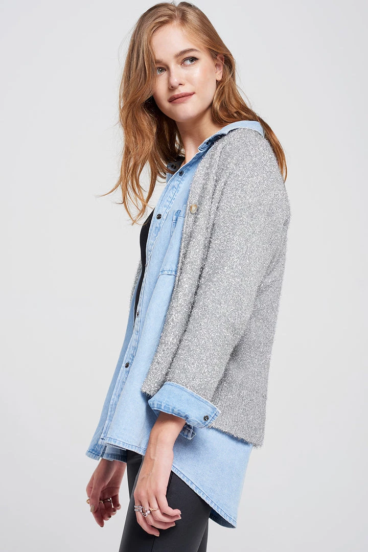 STORETS SALE CLOTHING Ginny Shiny 2 Way Cardigan