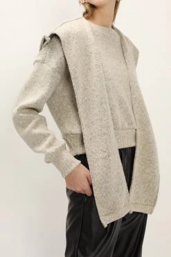 STORETS Taylor Mottled Knit Top And Shawl Set CLOTHING