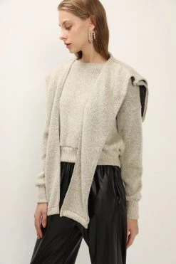 STORETS Taylor Mottled Knit Top And Shawl Set CLOTHING