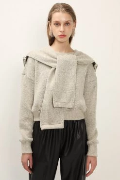 STORETS Taylor Mottled Knit Top And Shawl Set CLOTHING