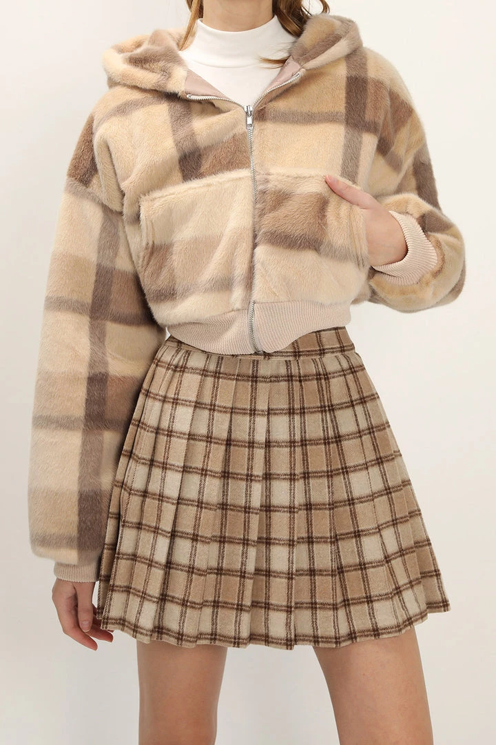 STORETS Ava Fuzzy Plaid Tennis Skort CLOTHING