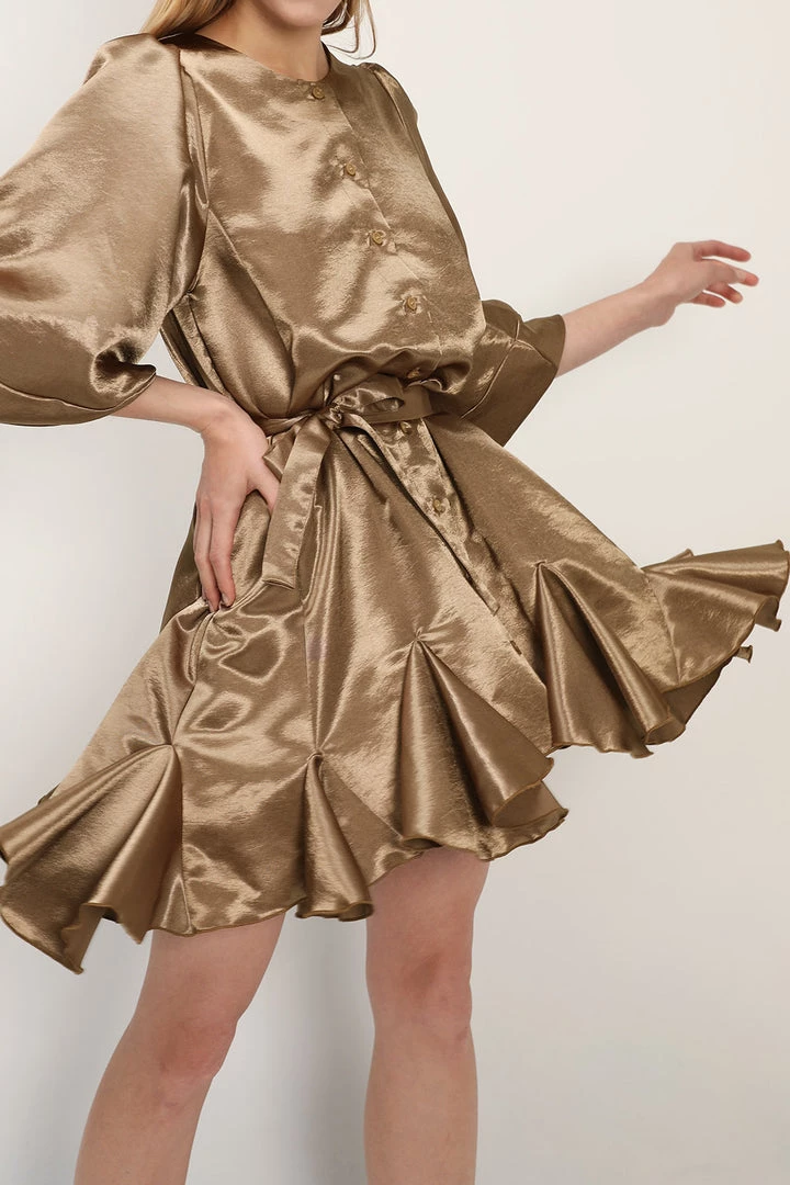 STORETS SALE Amelia Satin Belted Shirt Dress CLOTHING