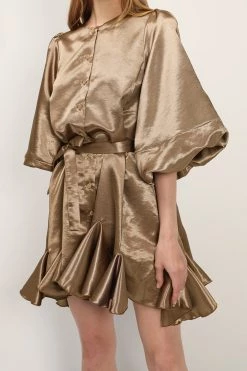 STORETS SALE Amelia Satin Belted Shirt Dress CLOTHING