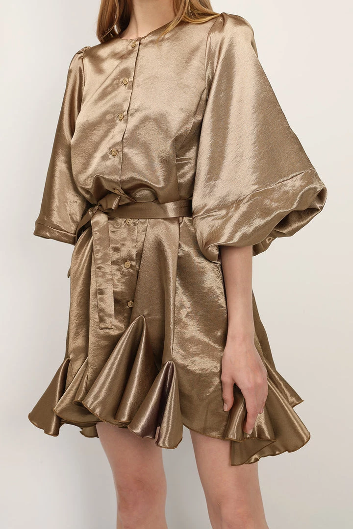 STORETS SALE Amelia Satin Belted Shirt Dress CLOTHING