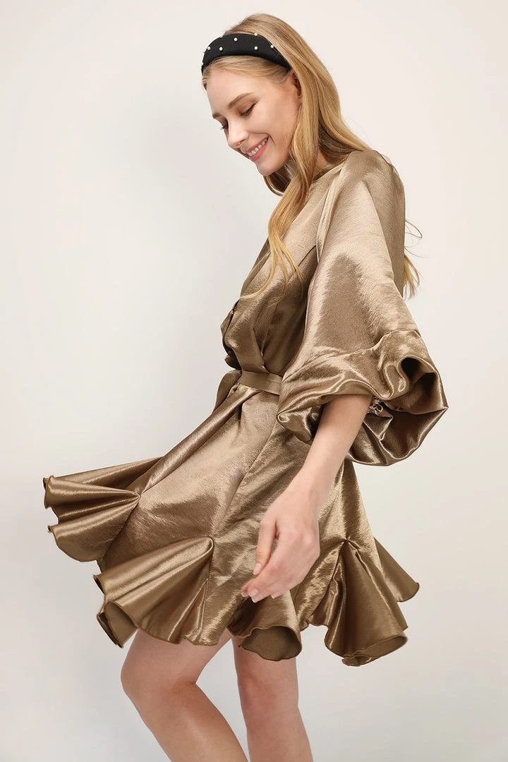 STORETS SALE Amelia Satin Belted Shirt Dress CLOTHING