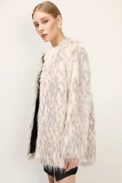 STORETS Demi Printed Shaggy Faux Fur Coat