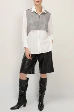 STORETS SALE CLOTHING Stella Crop Knit Vest And Shirt Set