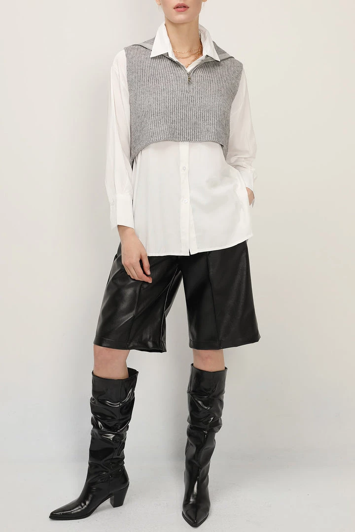 STORETS SALE CLOTHING Stella Crop Knit Vest And Shirt Set