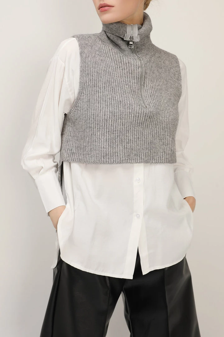 STORETS SALE CLOTHING Stella Crop Knit Vest And Shirt Set