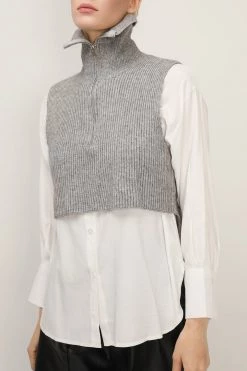 STORETS SALE CLOTHING Stella Crop Knit Vest And Shirt Set