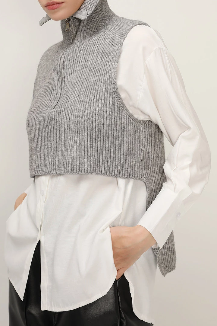 STORETS SALE CLOTHING Stella Crop Knit Vest And Shirt Set