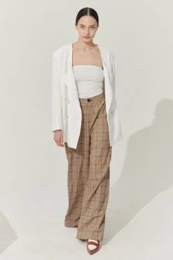 STORETS Sustainable Re:born Mya Wide Leg Pants In Plaid BOTTOMS