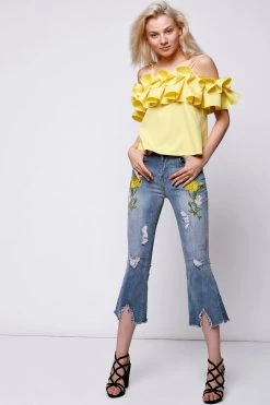 STORETS SALE Hailey Flower Embroidery Jeans CLOTHING