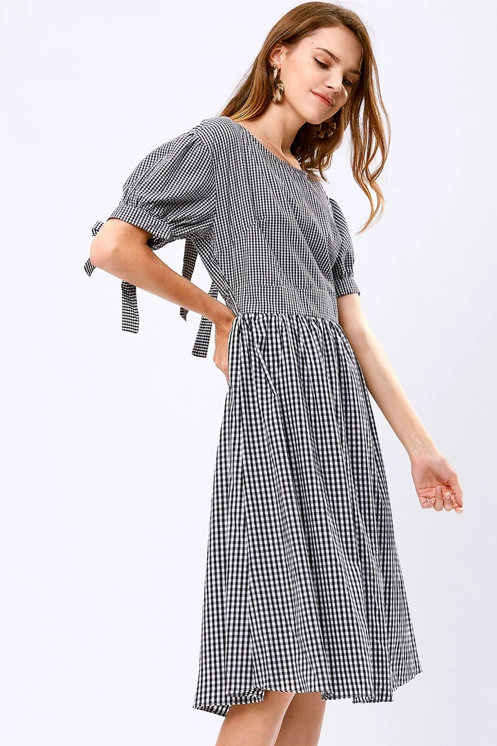 STORETS SALE CLOTHING Dorothy Gingham Back Side Cut Out Dress