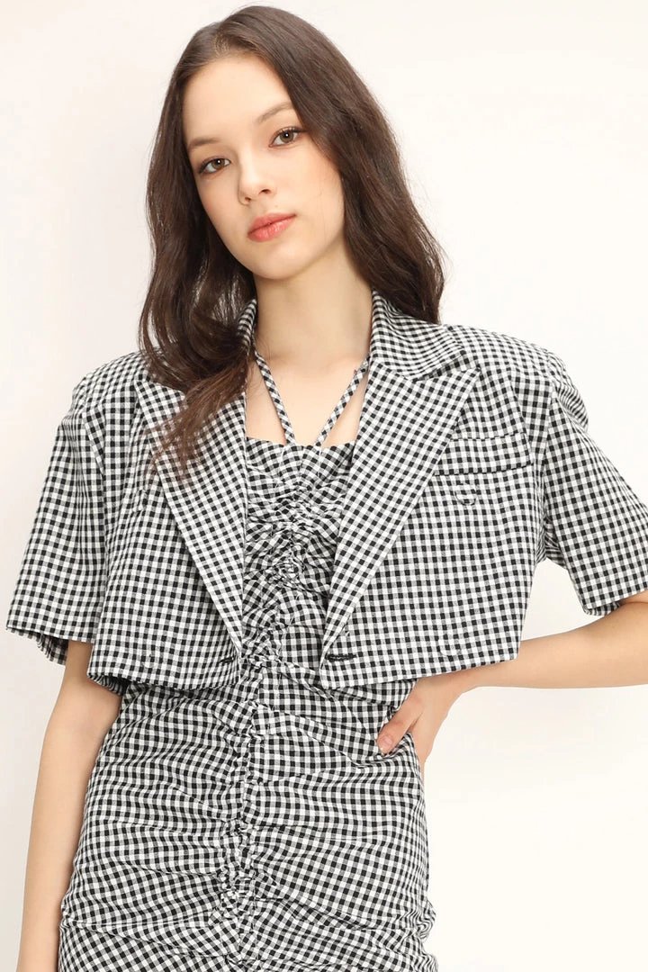 STORETS CLOTHING Salma Gingham Cropped Jacket