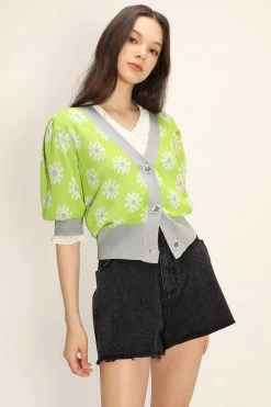 STORETS Kathleen Floral Puffed Cardigan CLOTHING