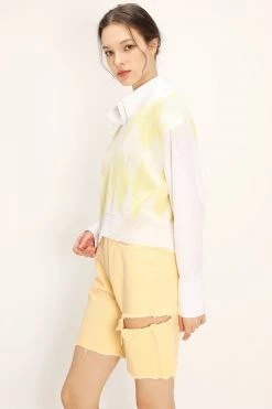 STORETS Karlee Slash Color Denim Shorts CLOTHING