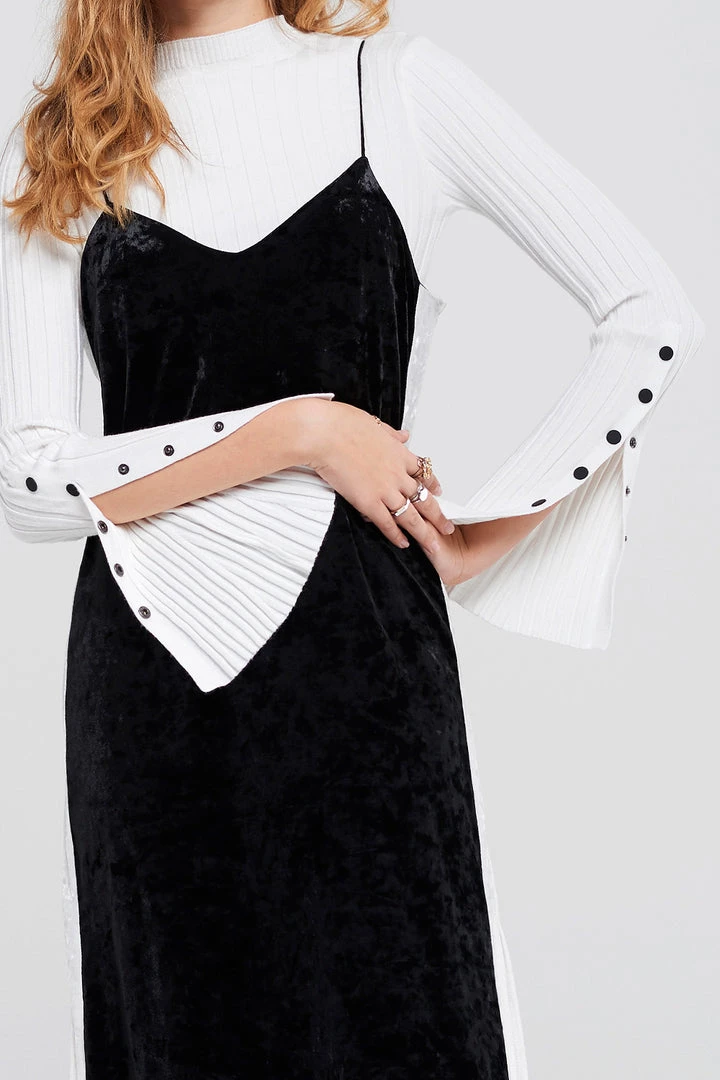 STORETS SALE CLOTHING Olena Side Striped Velvet Dress