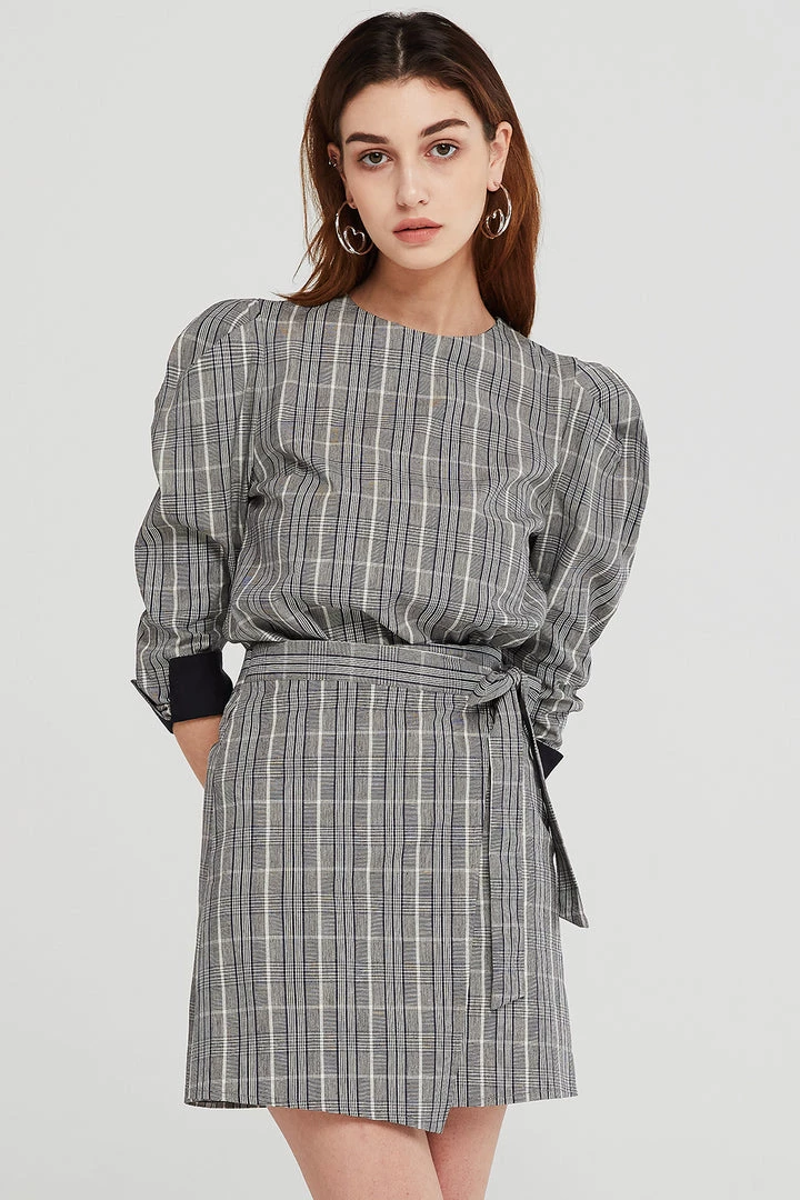 STORETS Cora Plaid Check Wrap Skirt