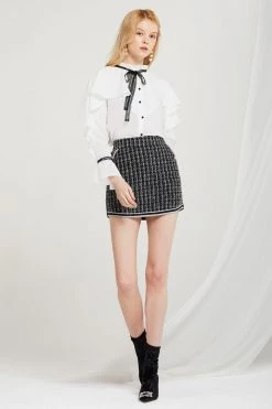 STORETS CLOTHING Annie Embroidered Tweed Skirt