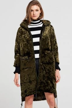 STORETS SALE Ciara Ring Pocket Velvet Padded Coat