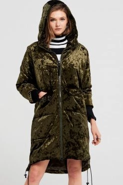 STORETS SALE Ciara Ring Pocket Velvet Padded Coat