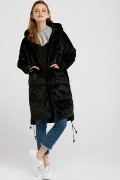 STORETS SALE Ciara Ring Pocket Velvet Padded Coat