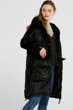 STORETS SALE Ciara Ring Pocket Velvet Padded Coat