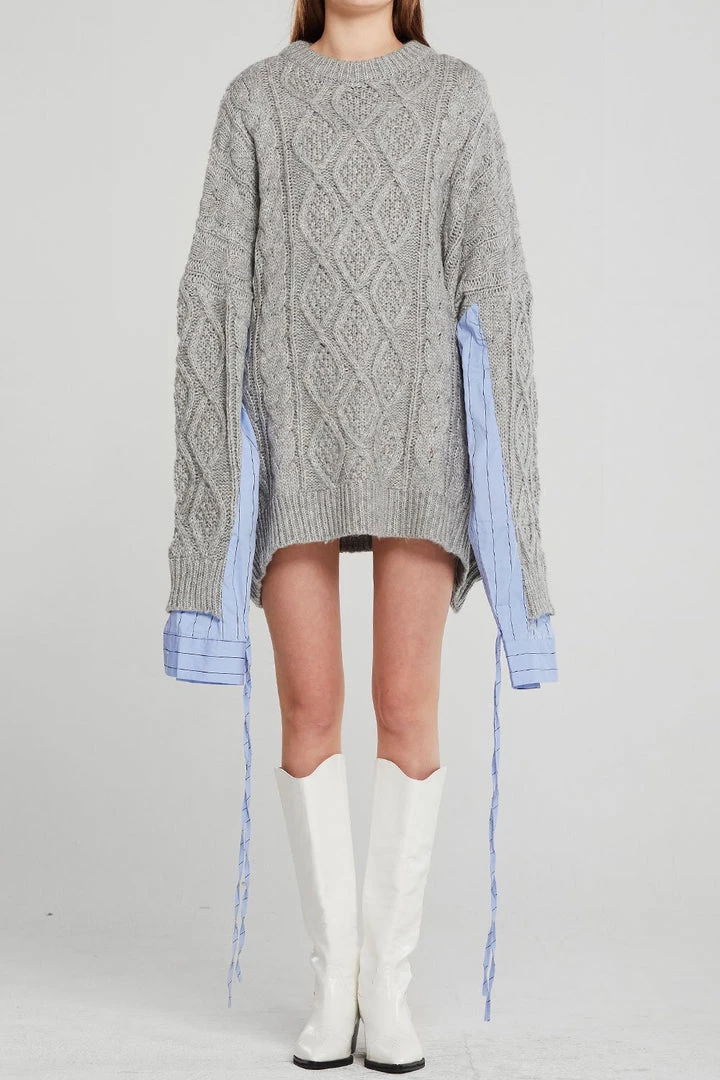 STORETS Influencer Knitwear Sadie Shirt Combo Knit Pullover