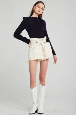 STORETS CLOTHING Nancy Raw Edge Belted Shorts