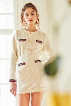 STORETS Luna Trim Detail Tweed Skirt