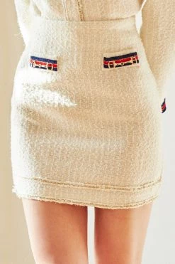 STORETS Luna Trim Detail Tweed Skirt