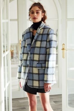 STORETS Lucy Plaid Fuzzy Blazer