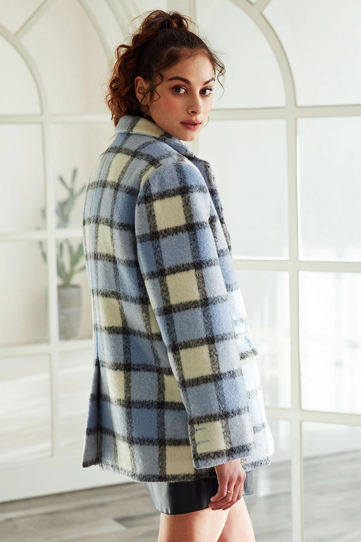 STORETS Lucy Plaid Fuzzy Blazer
