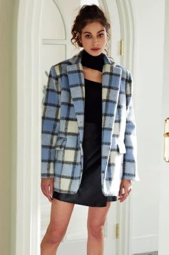 STORETS Lucy Plaid Fuzzy Blazer