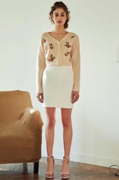 STORETS Estella Flower Embroidered Cropped Cardigan CLOTHING