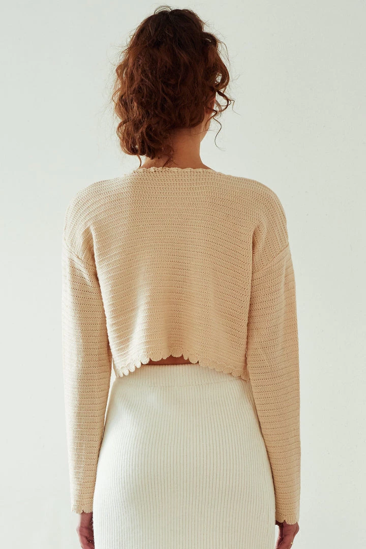 STORETS Estella Flower Embroidered Cropped Cardigan CLOTHING