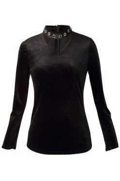 STORETS SALE CLOTHING Ivena Eyelet Choker Velvet Blouse