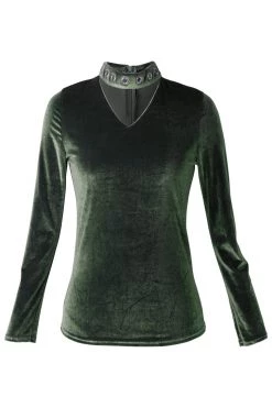 STORETS SALE CLOTHING Ivena Eyelet Choker Velvet Blouse