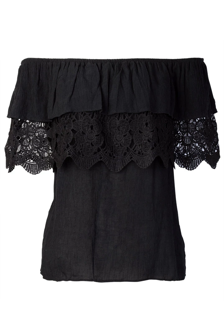 STORETS SALE CLOTHING Ally Lace Ruffle Off-the-Shoulder Top