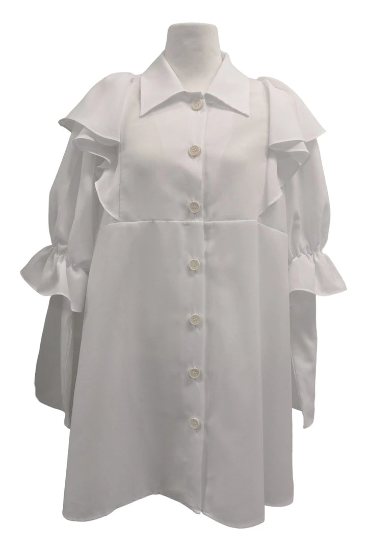 STORETS Wendy Ruffled Shirt Dress CLOTHING