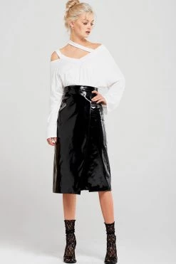 STORETS Alaina Slit Patent Skirt