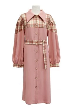 STORETS SALE Sydney Plaid Block Coat W/Belt